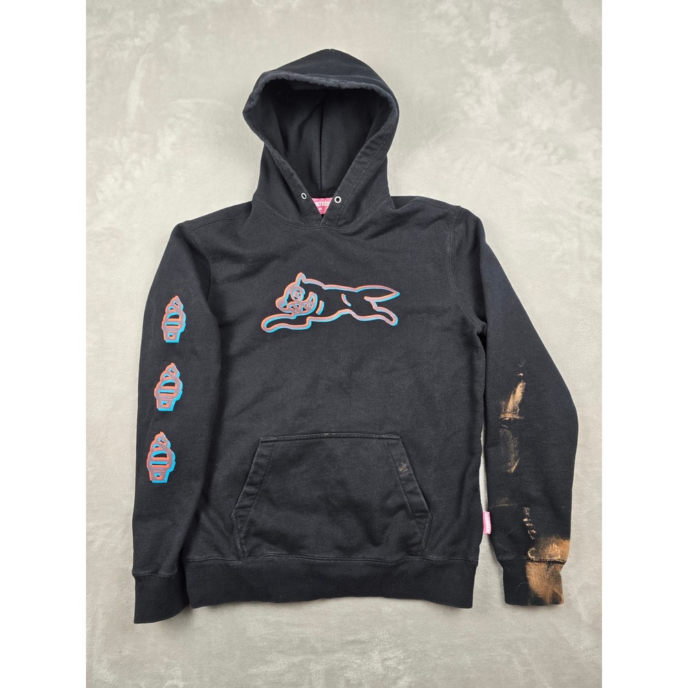 Billionaire Boys Club BBC Icecream Hoodie Mens M Black‎ Running Dog Distressed